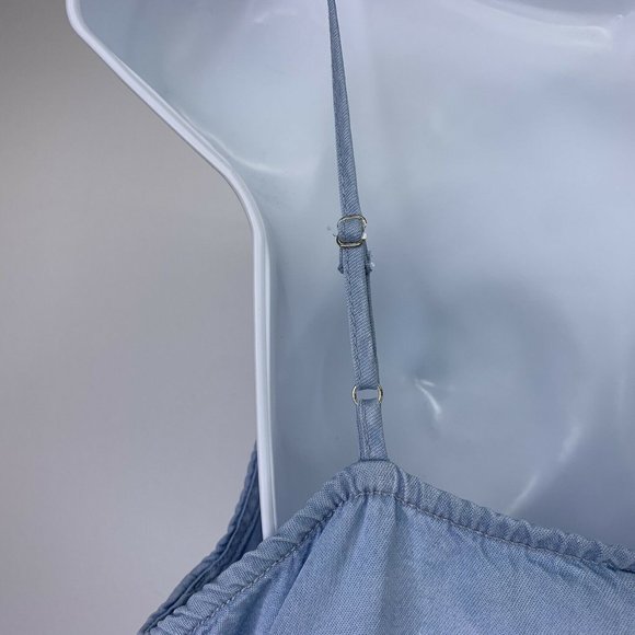 1250C Tank Top Size L Side Tie V Neck Blue - Picture 6 of 8